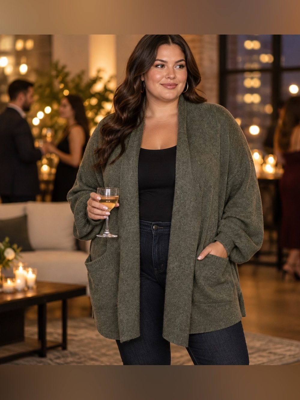 Madewell 100% Cashmere Olive Open Long Sleeve Cardigan Pockets Size XXL *Flaws
